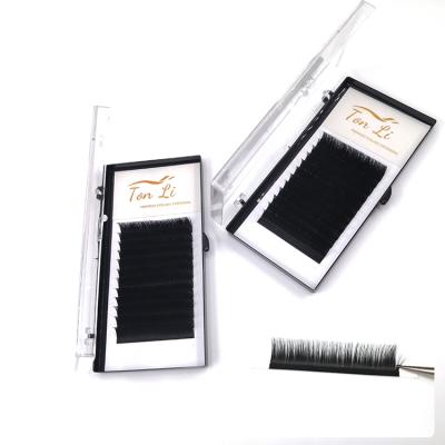 China Private Label Natural Russian Silk Soft Box Eyelash Extensions Single CC Eyelash Extensions for sale