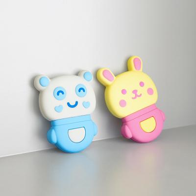 China Good Grade Silicone Chew Sound Effect Vibrating Sofe Vibrating Sofe Teether Cute Soothing Baby Rabbit Free for sale