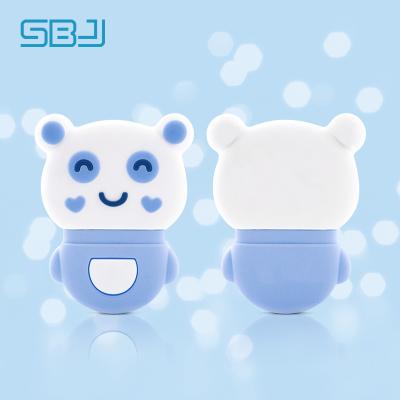 China Best Safety Washable Silicone Teether Relieving Toy For Baby Rabbit Lovely Animal Vibrating Teether Teething Pain Soother With Music for sale