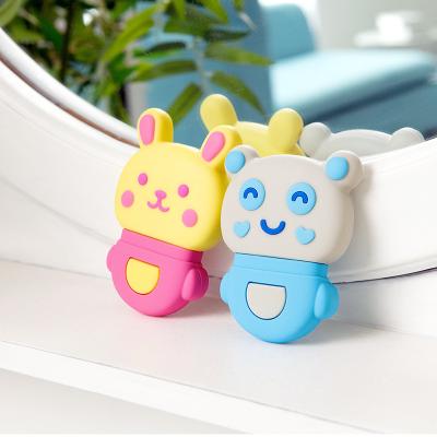 China Soft Use Battery Food Grade Silicone Rabbit Teething Toy Cute Baby Vibrating Bite Soother With Sound Effect for sale