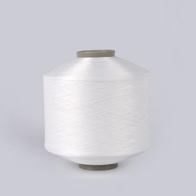 China grs certification FDY 75D/120T tpm 100% pet viable white bottle recycled polyester yarn for woven label for sale