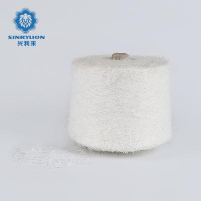 China Fancy Yarn AA Full 13NM/1.3CM Fancy Grade Matte White Soft 100%Nylon Imitate Mink Yarn For Knit Sweater for sale