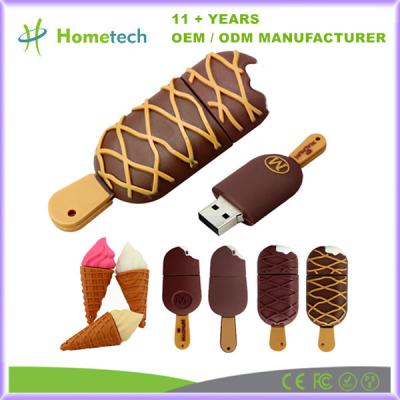 China Gift Cartoon Customized USB Flash Drive Ice Cream Shape 16GB PVC Plastic Flash Memory Sticks for sale