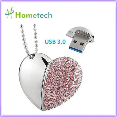 Cina Chiavetta USB di cristallo del cuore della collana 32GB di USB 3,0 in vendita