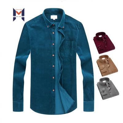 China Wholesale Original Factory Solid Color Corduroy Men's Long Sleeve Breathable Polo Shirts for sale