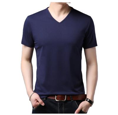 China Anti-Wrinkle Factory Made Mens 100% Cotton V Neck Plain T Shirts With Custom Printing Label for sale