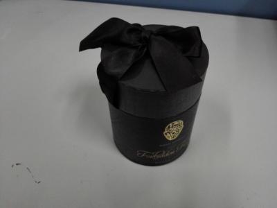 China Luxury custom round tube black fancy paper gift packaging box with silk ribbon for sale