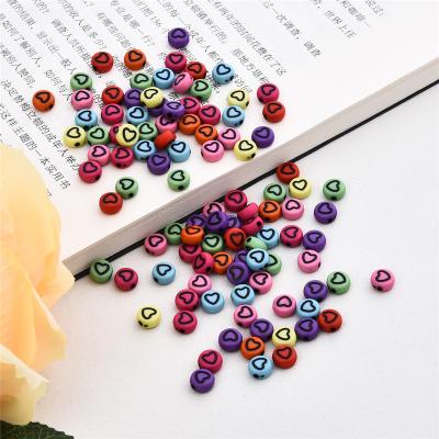 China AR2005 500g/bag 7*4mm Acrylic Flat Round Loose Spacer Beads Colorful Love Heart Coin Round Letter Beads For Jewelry Making DIY for sale