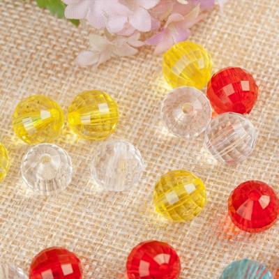 China A051 Earth Acrylic Plastic Clear Round Facet Bead Chunky Facet Beads For Jewelry Clear Acrylic Making Kids Necklace Decoration for sale