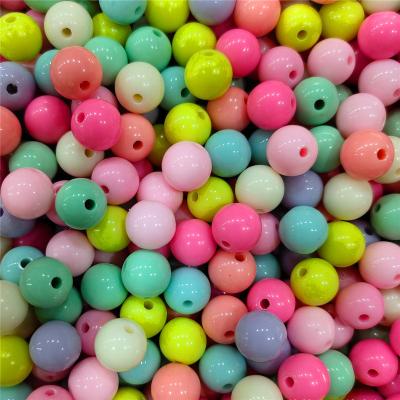 China A004 6-16mm Multicolor Acrylic Plastic Round Spacer Direct Hole Pony Beads For Making DIY Factory Wholesale Acrylic Bead Accessories for sale