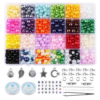 China K011 CLASSIC 24 Colors Acrylic Artificial Pearl Beads Spacer Beads Kits 4-10mm Luster Round Imitation Pearl Loose For DIY Jewelry Making for sale