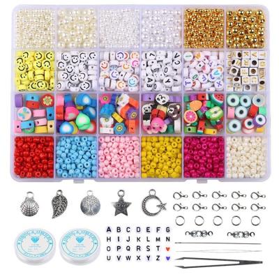 China Acrylic Letters K009 Casual/Sports Factory 24 Bead Grids For Bracelet Making Kit Jewelry Making For Kids Smiley Clay Beads Craft Set For DIY for sale