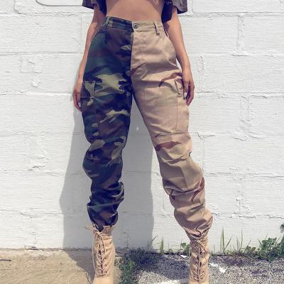 China Autumn JP9061 Camouflage Jumpsuits Breathable Hot Selling Women Casual Pants Color Matching Tie Feet For High Waisted Women Workout Gaiters for sale