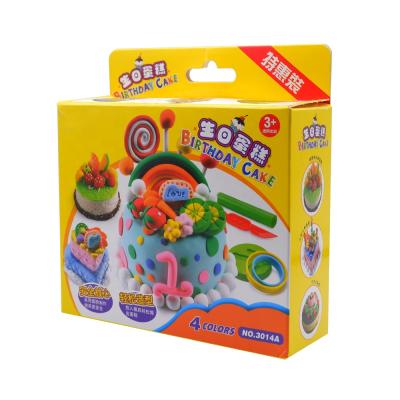 China Diy Clay Educational Kids Toys Birthday Soft Cake DIY Toys Modeling Clay Tools Kitchen Toy Set Playdough for sale