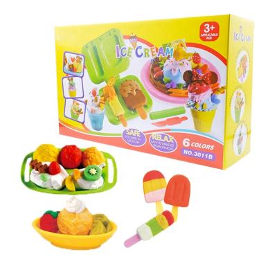 China Diy Clay Wheat Plastic Toy Clay Kit Set Play Dough Ice Cream Maker Machine Toy Set For Kids for sale