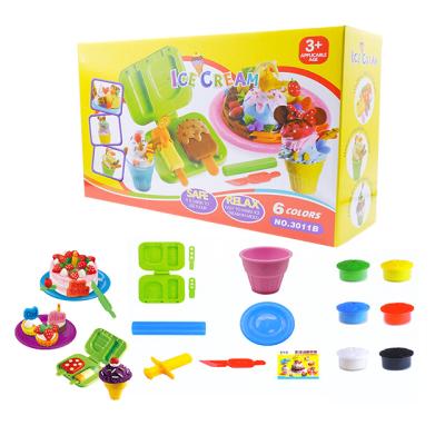 China Diy Clay Kitchen Toy Soft Ice Cream Educational Tool Kit Plasticine Clay Tool Kit Playdough Sets for sale