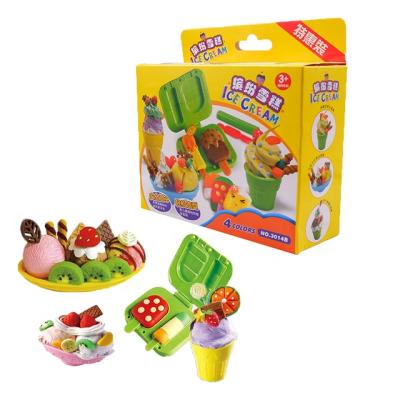 China Diy Clay Kids Games Play Soft Dough Modeling Clay Kit Playdough Ice Cream Making Set for sale