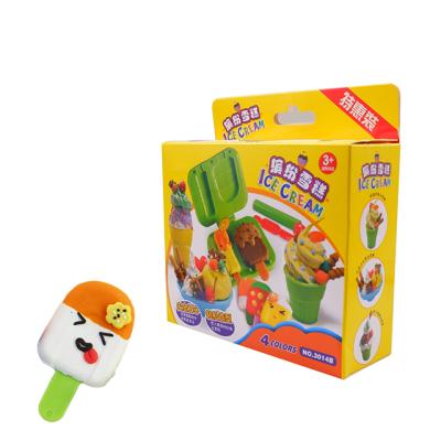 China Diy Clay Amazon Hot Sale DIY Soft Ice Cream Making Educational Clay Kitchen Playdough Mud Container Toys Worry Set for sale