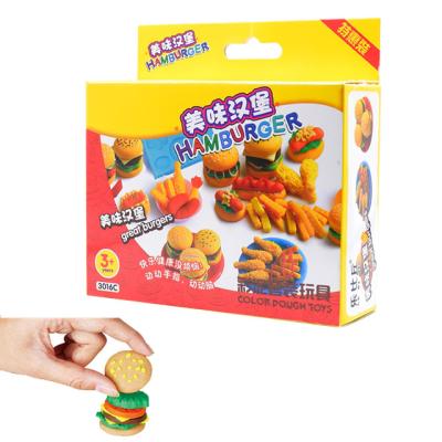 China Diy Clay Science DIY Kit Soft Play Burger Making Puzzles Set Mud Toys Kids Learning Toys Playdough Set for sale