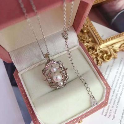 China Palace Vintage CLASSIC Style 925 Sterling Silver Pendant With Pearl Pendant Necklace High Quality With Chain for sale