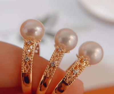 China CLASSIC 14K Gold Filled Palace Ring With 9-10mm Half Hole Freshwater Pearl Ring For Women Classic Ring for sale