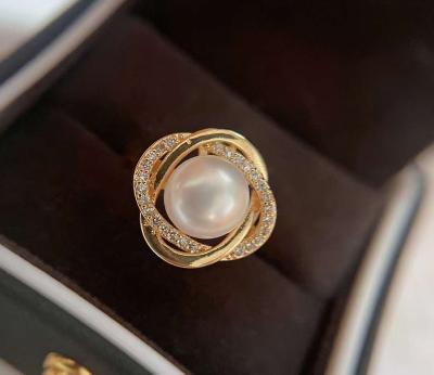 China Factory Direct Sale CLASSIC 14K Gold Filled 8.5-9 Mm 5A Freshwater Pearl Ring Ladies Ring for sale