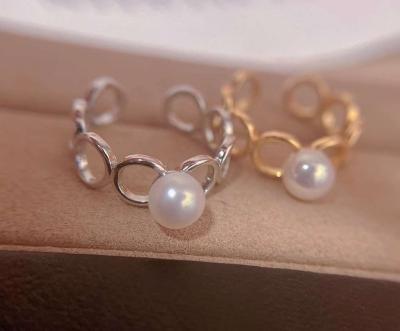 China Factory Wholesale 14K Gold Filled Twist Ring 6.5-7mm High Quality Freshwater Pearl Ring Girl Cute Ring 6.5-7mm for sale