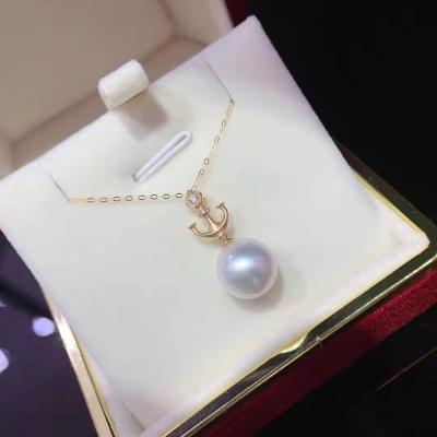 China Exquisite simple and fashion TRENDY G18K anchor pendant with 10-11mm freshwater pearl necklace pendant necklace for sale