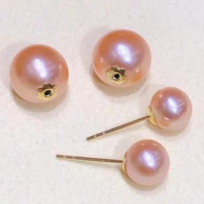 China CLASSIC Classic 18K Double Pearl Stud Earrings With 6.5mm, 9.5mm, Bright And Flawless Pearl Series Earrings for sale