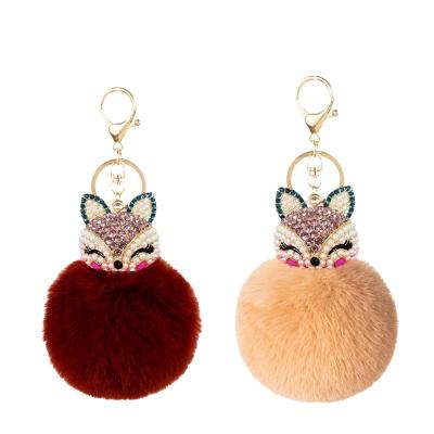 China SanCarlo Charm Environmental Protection Fox Cute Ball Faux Stone Fox Fur Ball Dangling Pearl Head Chain for sale