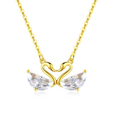 China YINSAKI 18K Gold White Gold Romantic Silver Cubic Zircon Swan Animal Pendant Necklace for sale