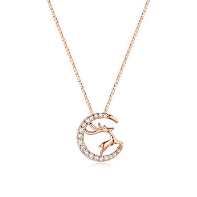 China YINSAKI FASHIONABLE S925 High Quality Original Sterling Silver Elk Deer Jewelry Finding 18K Gold Animal Pendant Necklace for sale