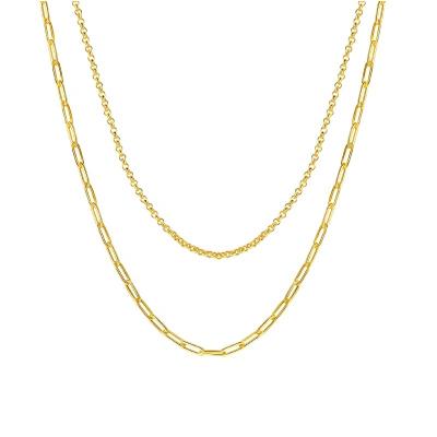 China Hiphop YINSAKI Minimalist Double Layer Necklace Paper Clip Stackable Multilayer Choker Chain For Women Men for sale