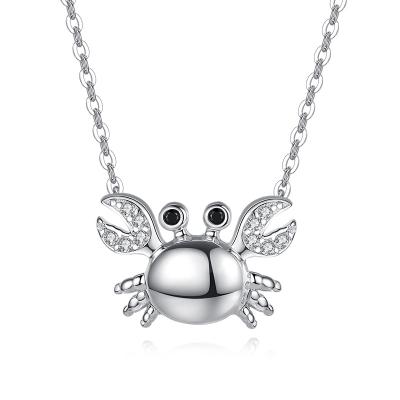 China Cute YINSAKI 925 Silver Delicate Charm Crab Pendant Animal Necklace 18K White Gold Jewelry for sale