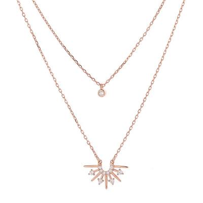 China YINSAKI 18K Rose Gold Dual Layer Necklace TRENDY Cubic Zircon 9K 10K 18K 22K 24K Gold Necklace for sale