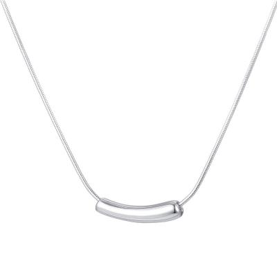 China YINSAKI FASHIONABLE Geometric Pipe Bead Necklace 925 Sterling Silver Snake Bone Chain Women Jewelry Tube Bar Pendant Necklace for sale