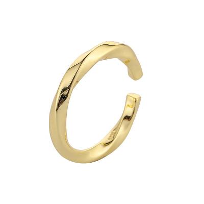 China YINSAKI FASHIONABLE Custom Tasty Adjustable Jewelry Mens Womens Slim Minimalist Stacking Silver Gold Plated 18K Twist Rope Resizable Ring for sale