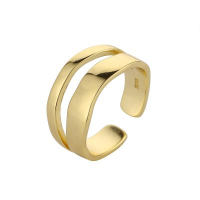 China YINSAKI 14K Band Ring OEM ODM Custom 925 Sterling Silver 18K Yellow Gold Plated Irregular Resizable Adjustable Ring for sale