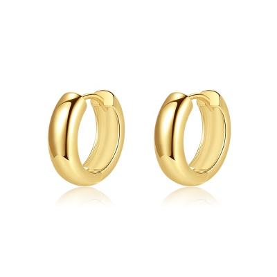 China FASHIONABLE YINSAKI 18K Gold Plated Thick Circle Earring 925 Huggies Earring 14K 22K Soild Gold Silver Jewelry for sale