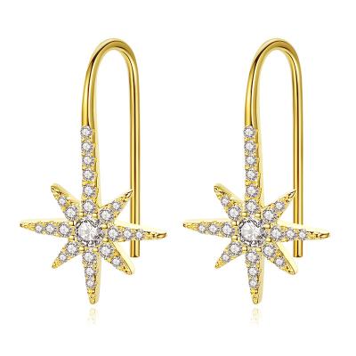 China New YINSAKI TRENDY Hot Sale Hexagram Zircon Stud Earrings For Women 925 Sterling Silver Star Earring 18K Gold Plated for sale