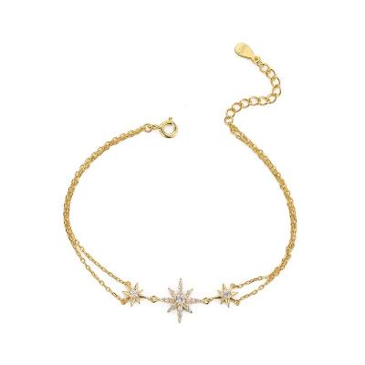 China YINSAKI FASHIONABLE 925 Silver 18K Gold Jewelry Double Layer Hexagram Star Custom Bracelets For Women for sale