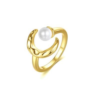 China OEM ODM YINSAKI FASHION Gold Plated 18K Silver Resizable Custom Pearl Diamond Adjustable Ring 925 White Gold Women Jewelry for sale