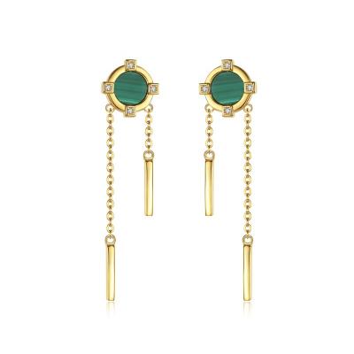 China FASHION earring drop YINSAKI malachite stud earring chain earring 18K silver 925 gold plated fashion jewelry for sale