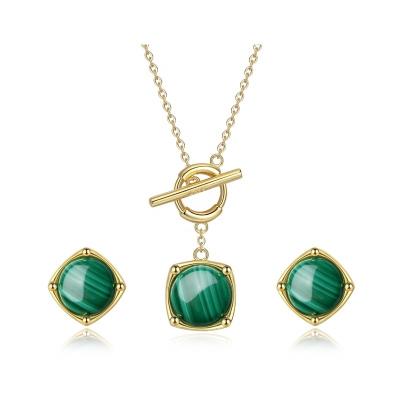 China FASHIONABLE YINSAKI 925 Sterling Silver Malachite Geometric Pendant OT Loop Necklace 18K Gold Plated Real Gold Jewelry for sale