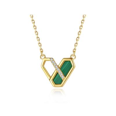 China Fashion YINSAKI Female Jewelry Wholesale 925 Sterling Silver Malachite Pendant Heart Romantic Natural Gemstone Necklace for sale