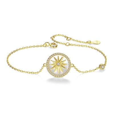 China FASHIONABLE YINSAKI 925 Silver Gold Plated 18K Coin Around Eight Of The Pointed Star Shell Fritillary Bracelet for sale