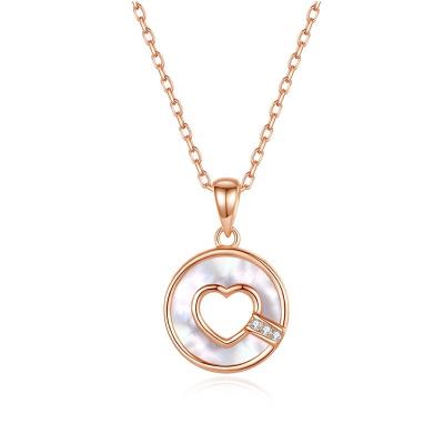 China YINSAKI Shellfish Coin White Fritillary Romantic Gold Plated Cavity Heart Pendant Necklace 925 Sterling Silver 14K 18K 22K for sale