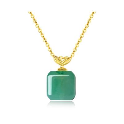 China YINSAKI African Romantic 925 Silver Mom's Emerald Pendant Necklace For Mother Gift 18K Gold Plated Real Gold Jewelry for sale