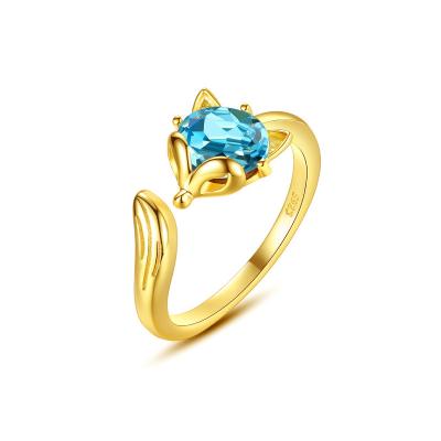 China ODM TRENDY YINSAKI S925 Austria Crystal Adjustable Fox Ring 18K Genuine Silver Gold OEM For Women for sale