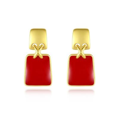 China Vintage Fashion YINSAKI 925 Silver 18K Gold White Gold Plated Geometric Enamel Stud Earrings Earring for sale